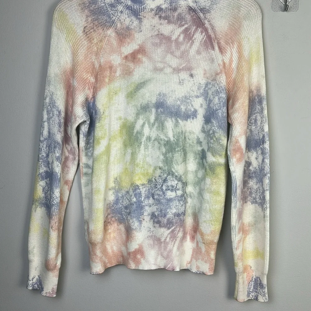 Rails Venus Cashmere Cotton Ribbed Sweater in Rainbow Tie Dye Long Sleeve Top XS - Picture 12 of 16